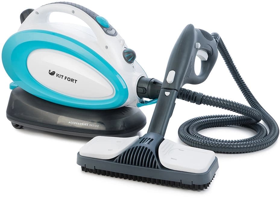 Пароочиститель напольный Kitfort КТ-914 1500Вт белый/голубой