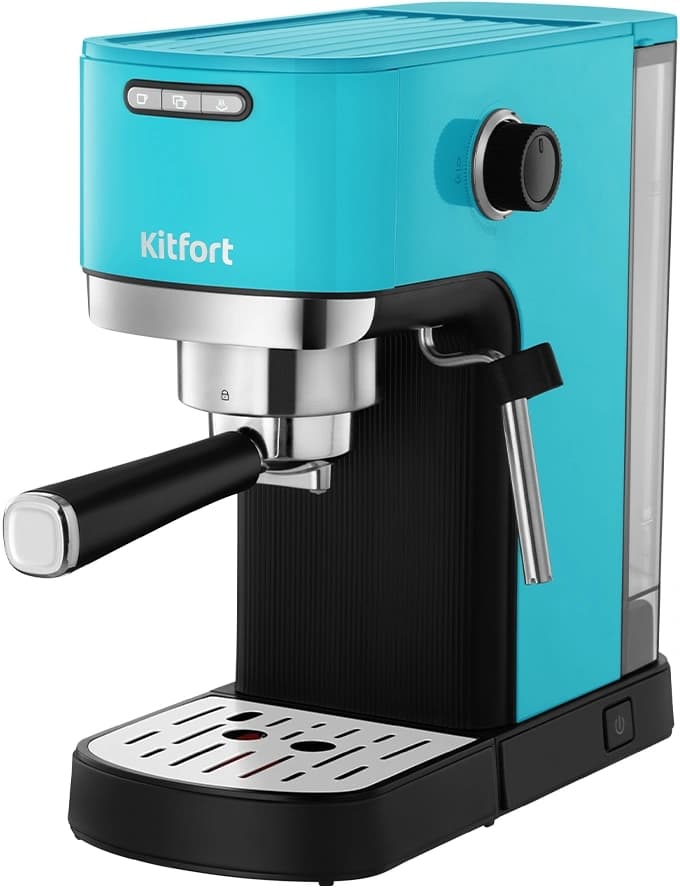 Кофеварка рожковая Kitfort КТ-7461 бирюзовый/черный