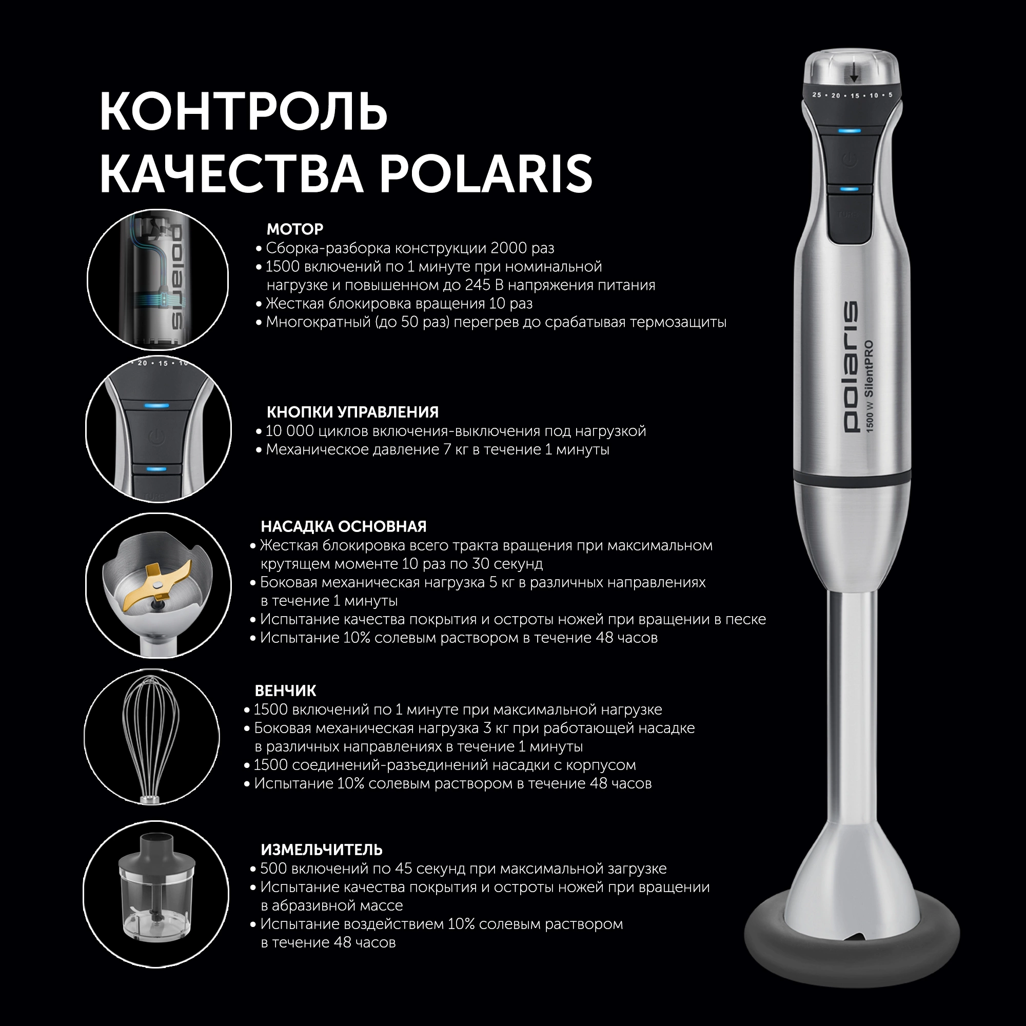 Блендер погружной Polaris PHB 1583L Silent серебристый, фото 13