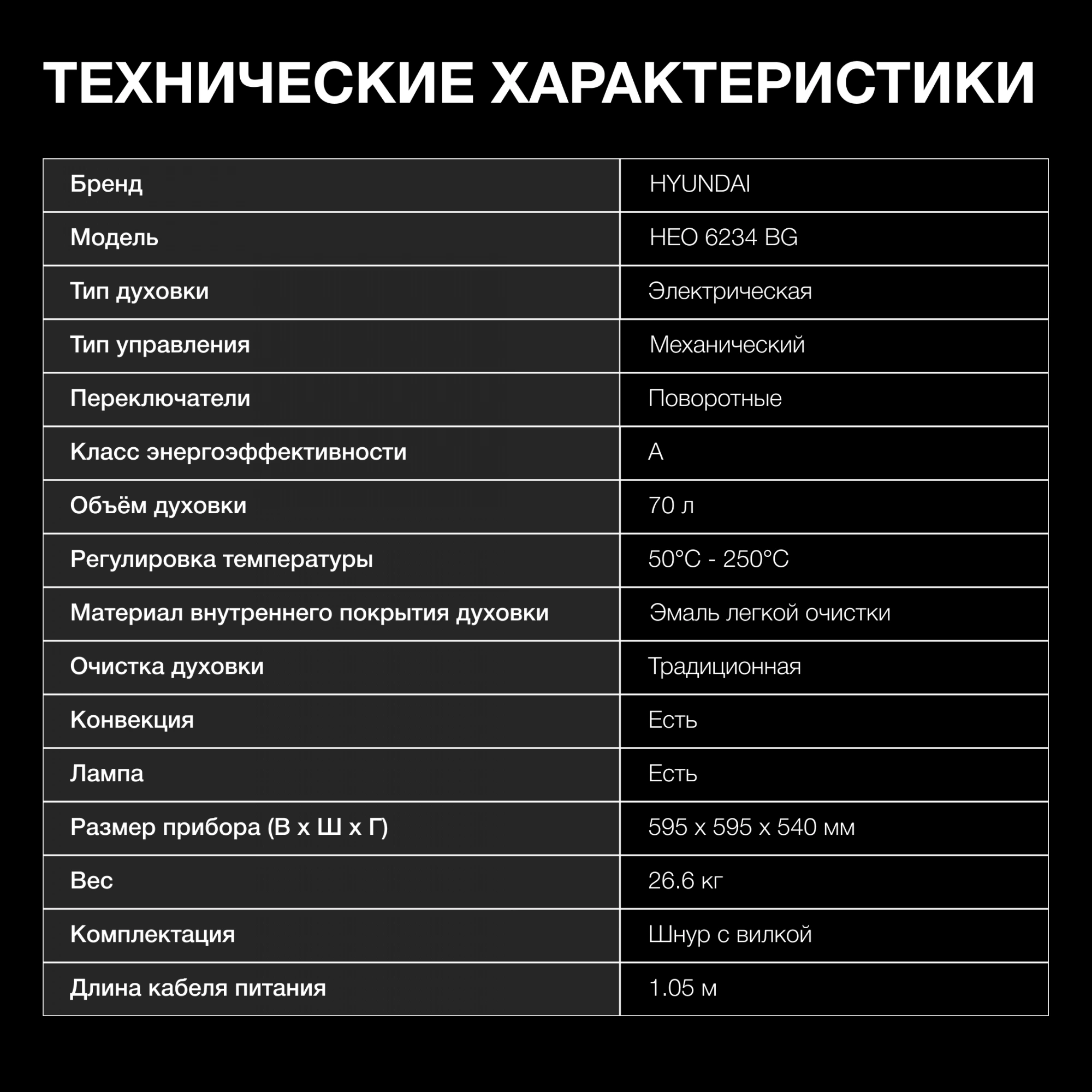 Духовой шкаф Электрический Hyundai HEO 6234 BG, фото 27