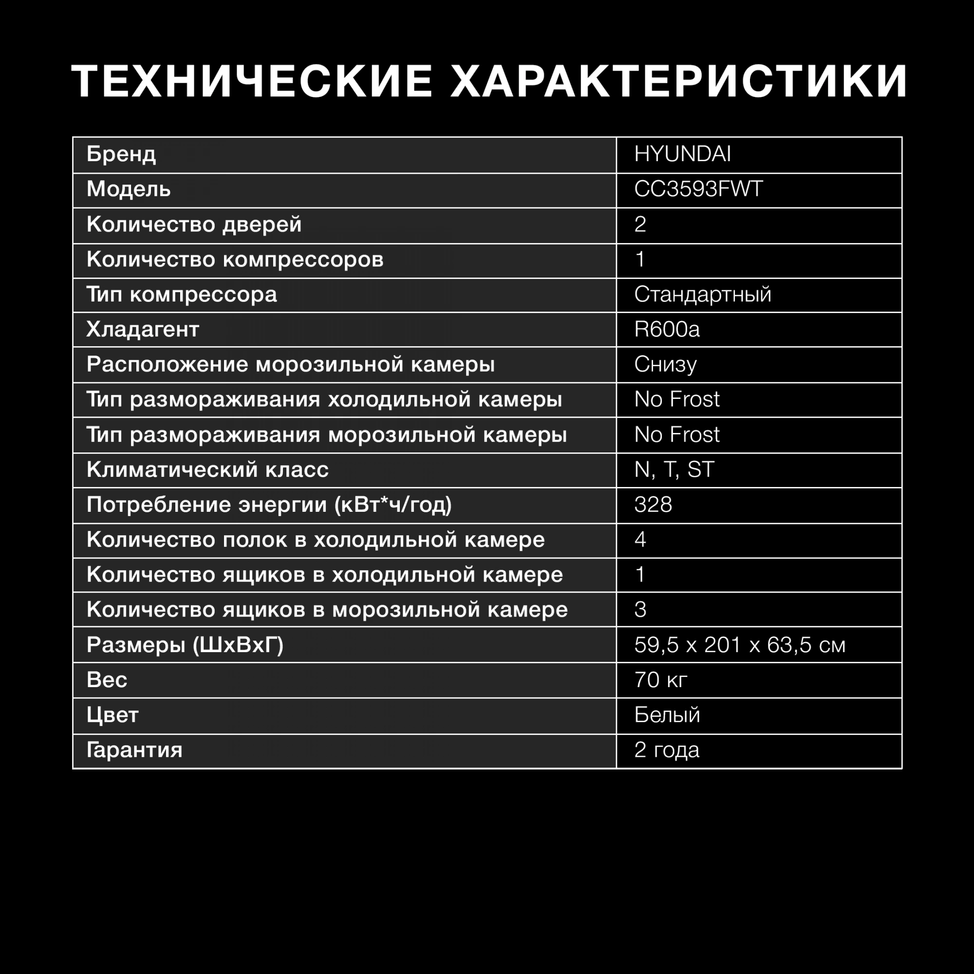 Холодильник Hyundai CC3593FWT, превью предыдущего фото