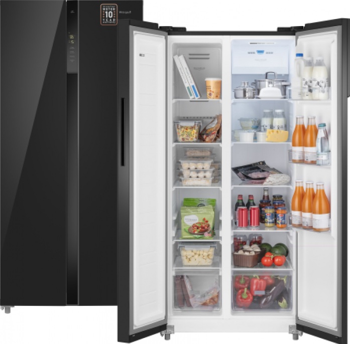 Холодильник Weissgauff WSBS 500 Inverter NoFrost Black Glass, фото 2