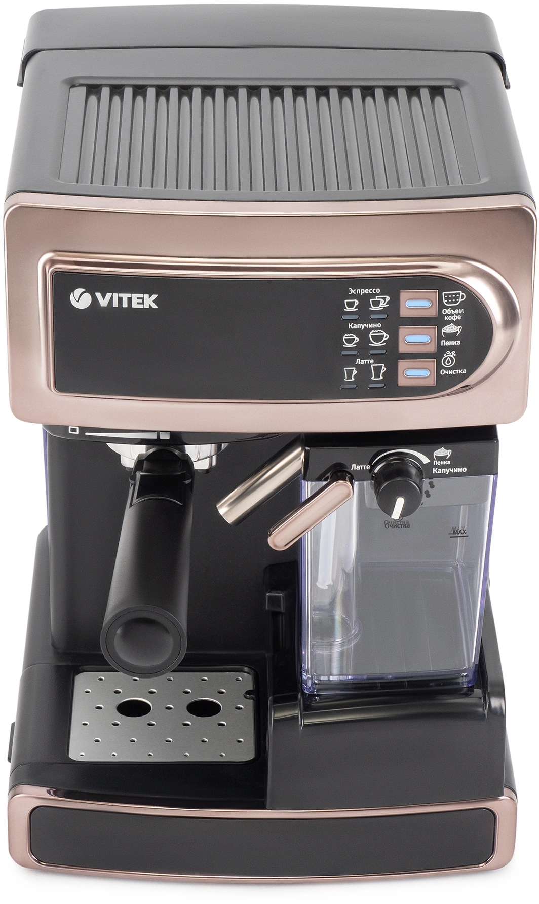 Кофеварка рожковая Vitek VT-1517 GD золотистый, фото 4