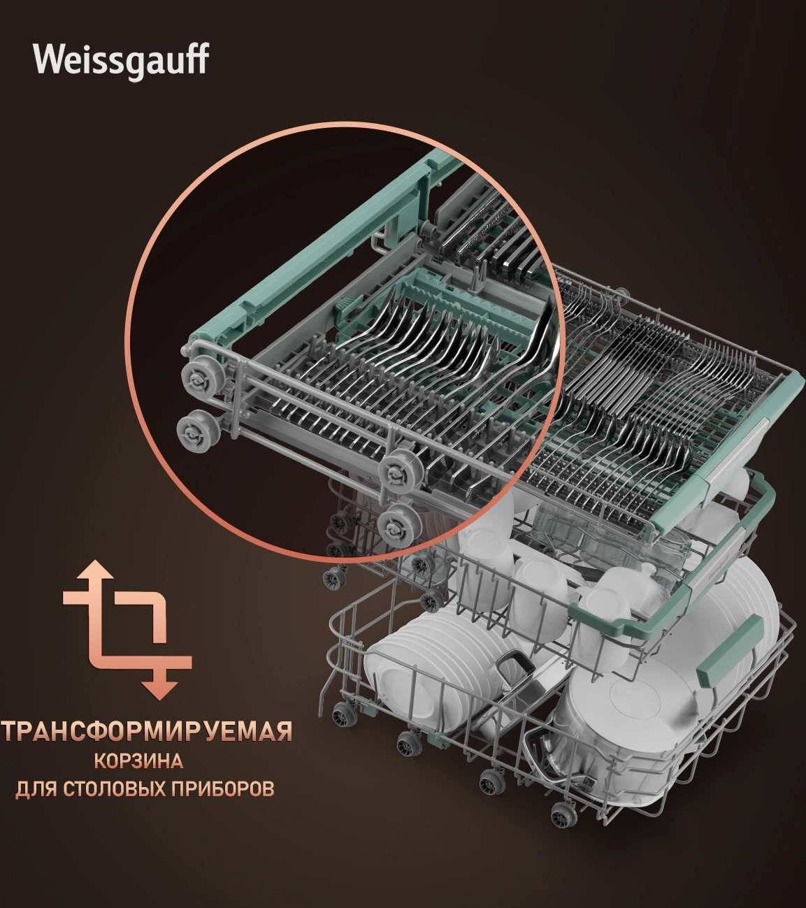 Посудомоечная машина Weissgauff BDW 6136 D Inverter Autoopen Timer Floor, фото 23