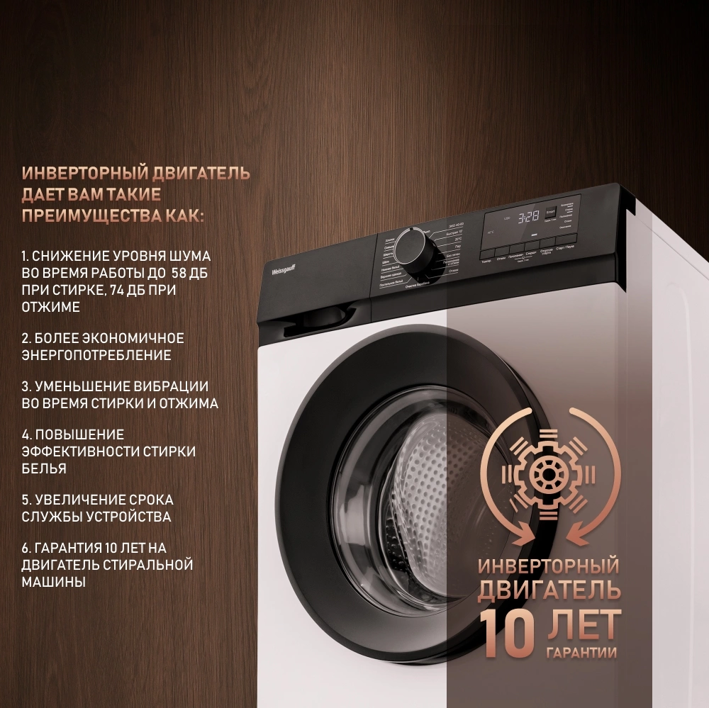 Стиральная машина Weissgauff WM 45127 DC Inverter Steam, фото 13