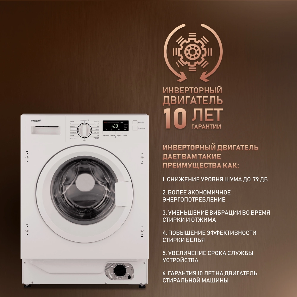 Стиральная машина Weissgauff WMI 6147 Inverter Steam, фото 14