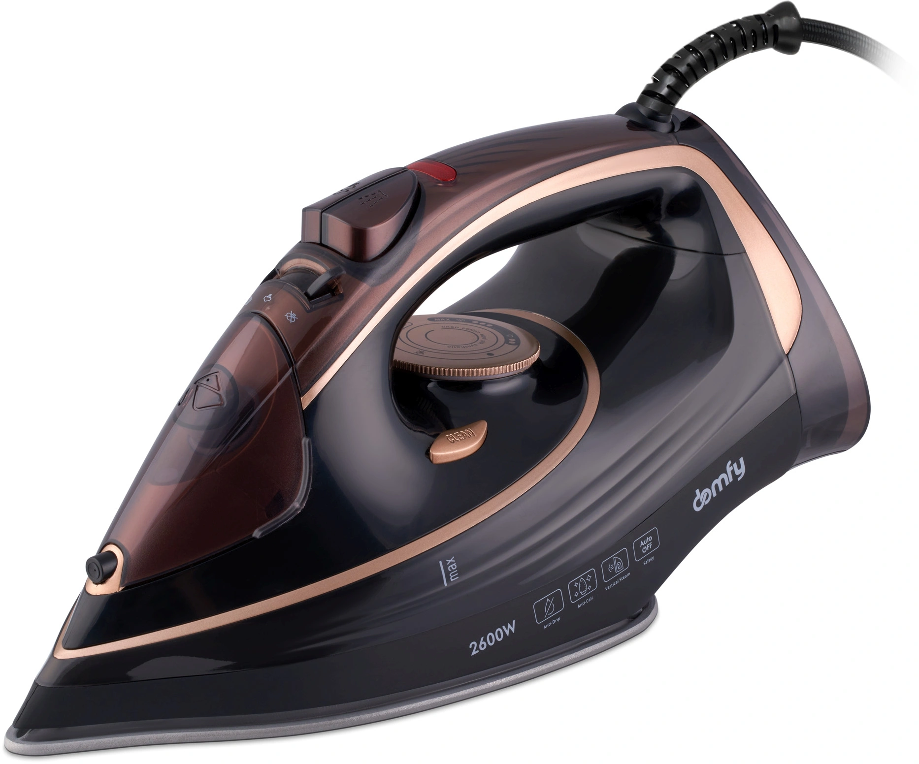 Утюг Domfy DSC-EI605 2600Вт черный/золотистый, фото 2