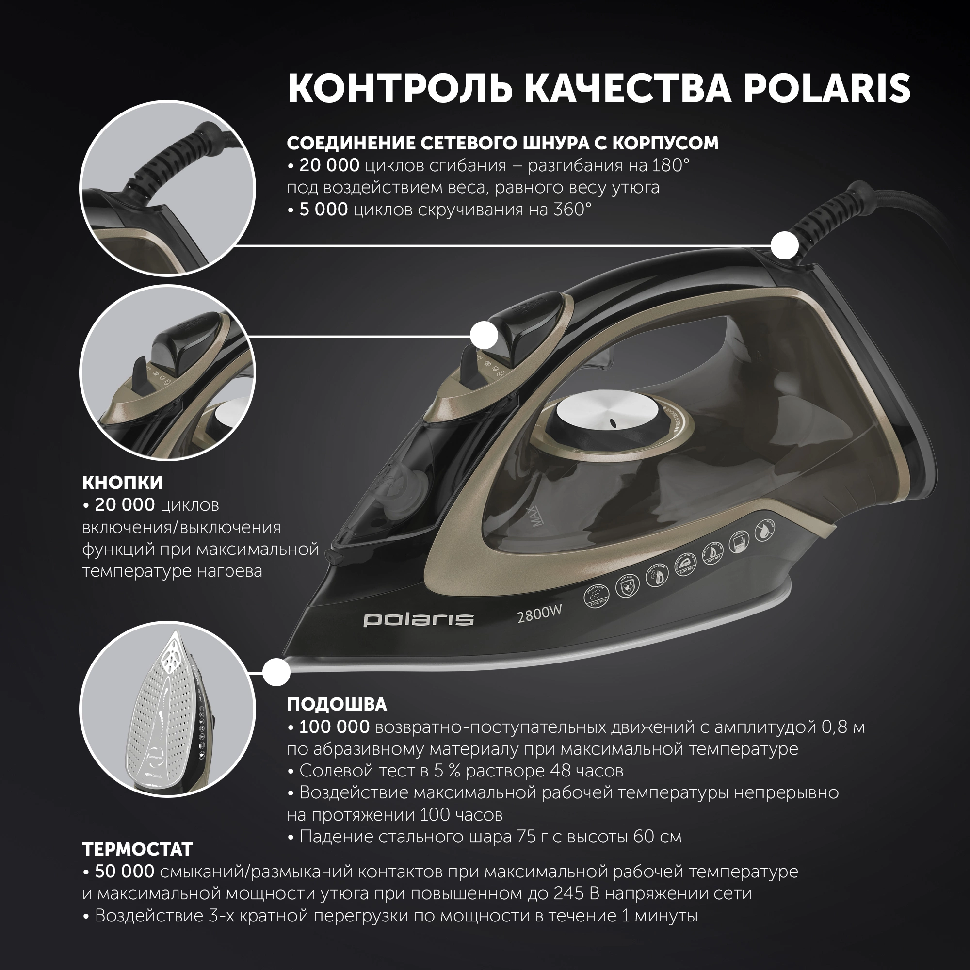 Утюг Polaris PIR 2821AK 2800Вт черный/золотистый, фото 9