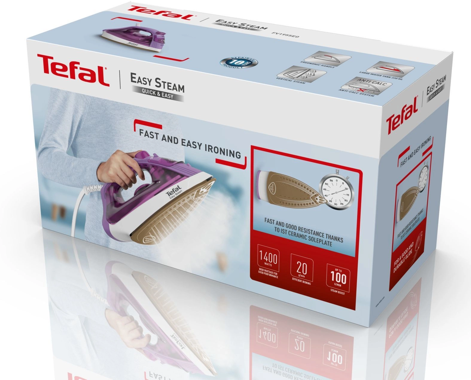 Утюг Tefal Steam Essential 2 FV1955E0 1400Вт фиолетовый/белый, превью предыдущего фото