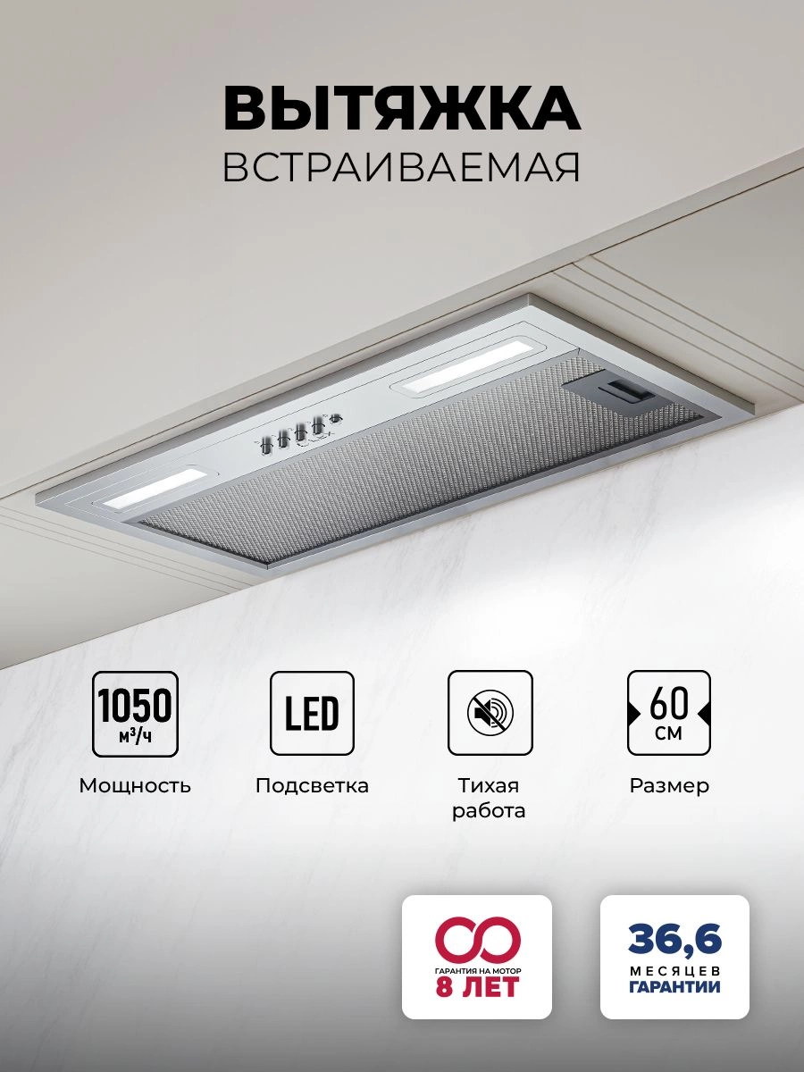 Вытяжка встраиваемая Lex Hyper 600 IX, превью предыдущего фото
